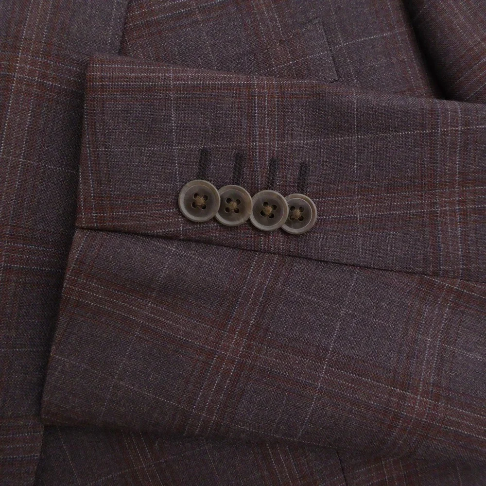 Joseph Abboud Mens Blazer Jacket Brown Plaid 100% Wool 42 Regular